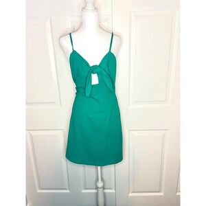 Roly Poly Green Tie Front Cutout Mini Homecoming Dress NWT Sleeveless Bodycon